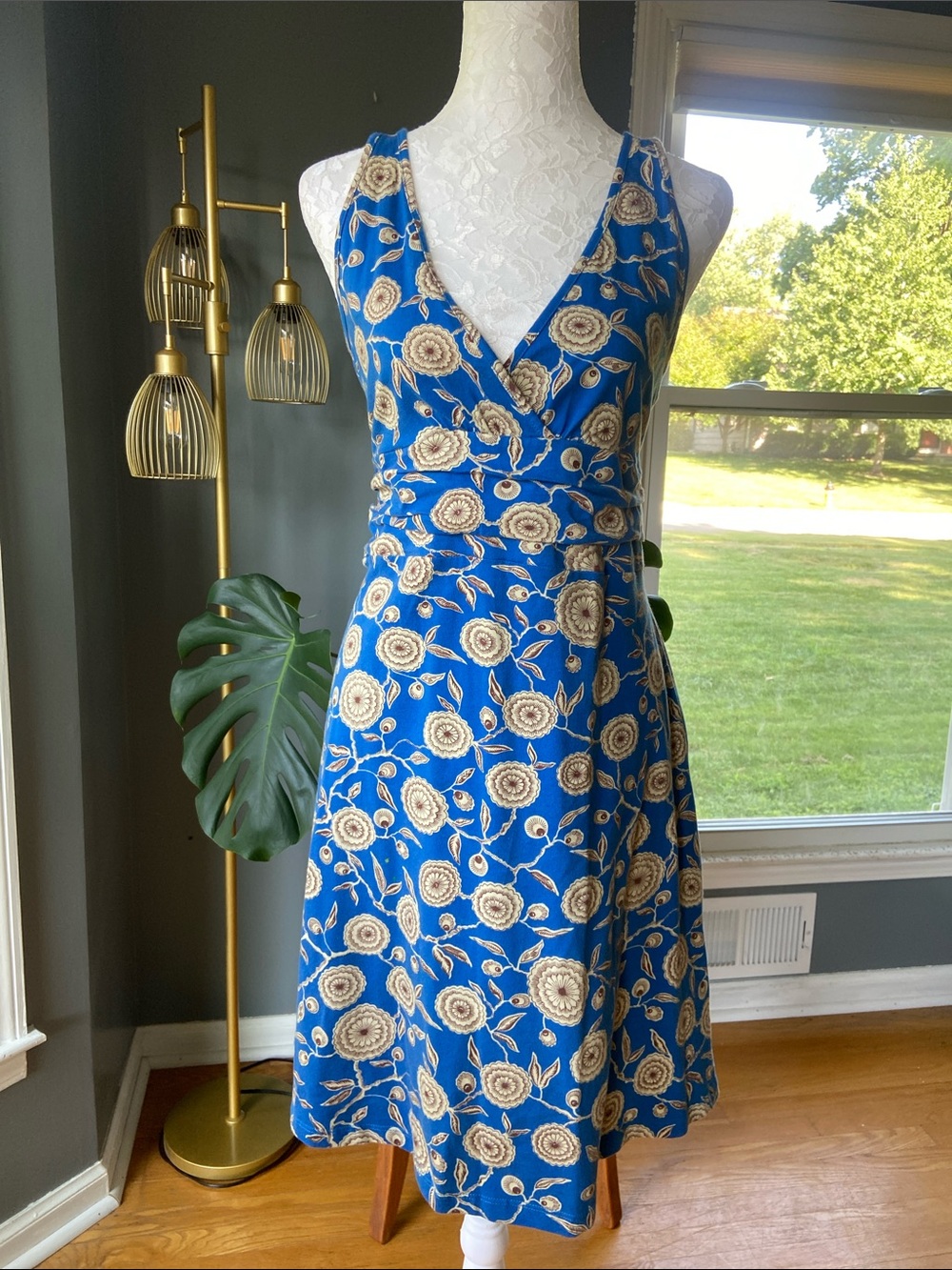 Patagonia Blue Floral V-Neck Dress